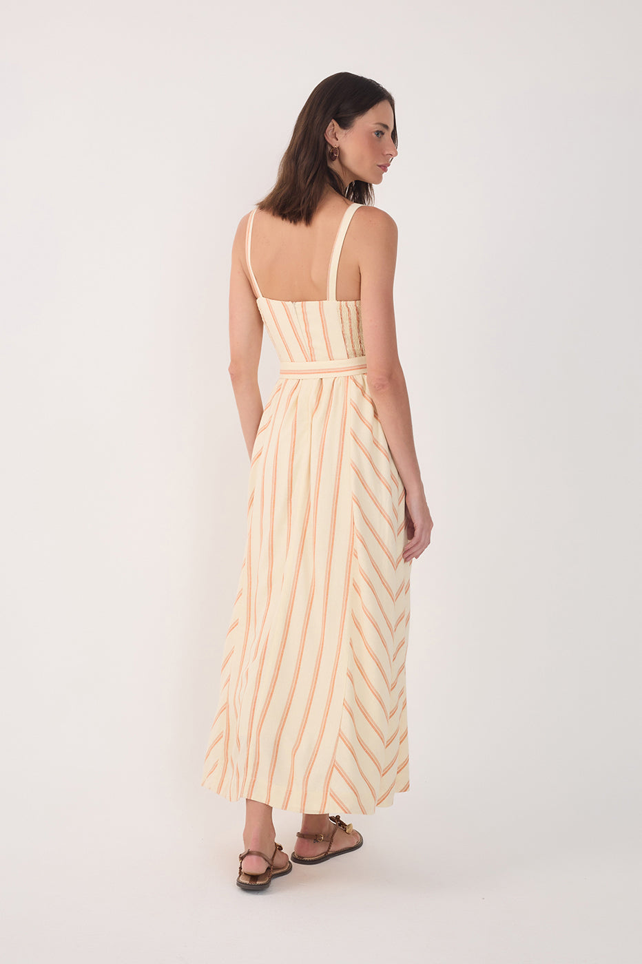 STRIPED BUSTIER MIDI DRESS