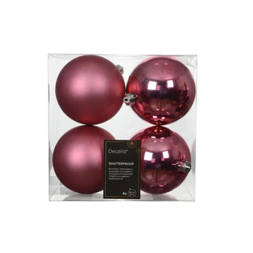 Pink Blossom Boxed Ball Ornaments Set Of 4