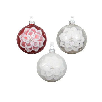 Glass Flower Ball Ornament