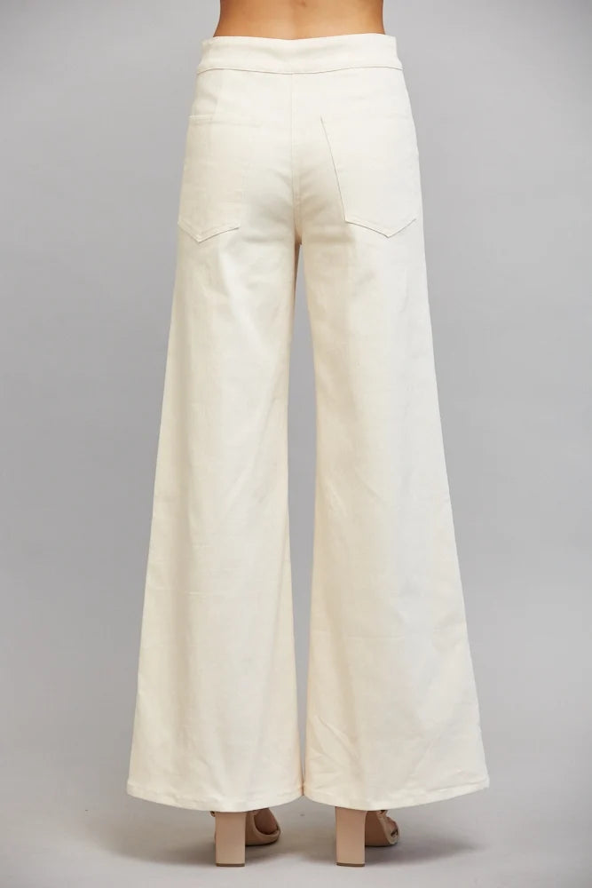 VERTICAL SEAM DETAIL HIGH WAISTED FLARE PANTS
