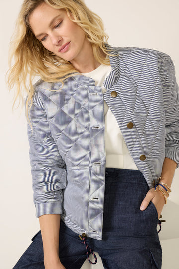 Anya Railroad Stripe Quilted Jacket