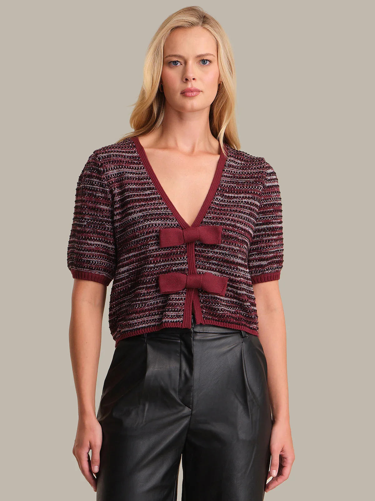 ELAINE MARLED BOW FRONT CARDIGAN