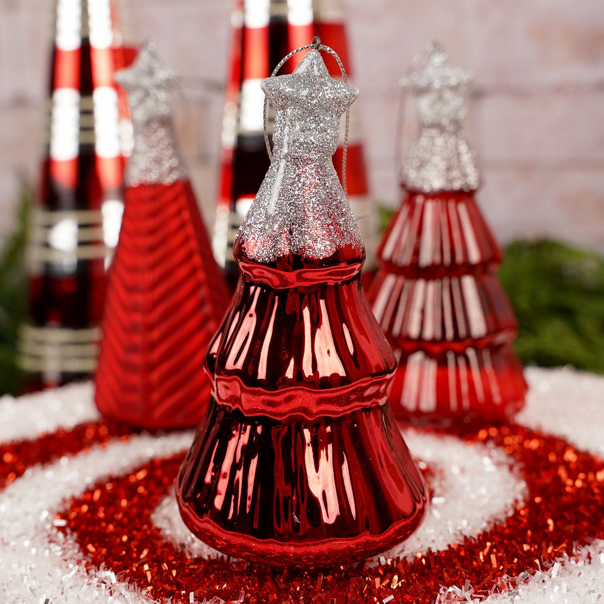 Glass Red Tree Ornament
