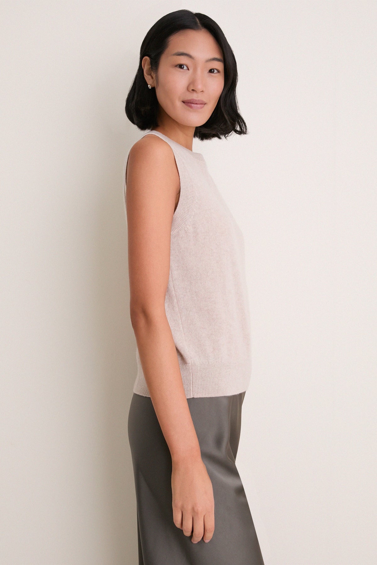 Sandstone Cashmere Sleeveless Ava Shell