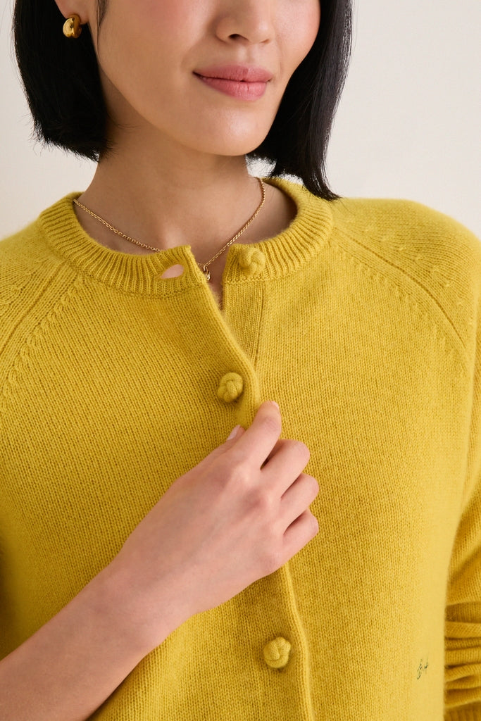 Marigold Cashmere Knot Button Phoebe Cardigan