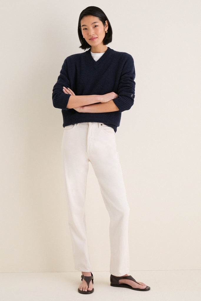 Navy Cashmere Cassie V-Neck Sweater
