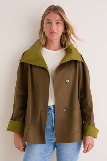 Khaki Brown Howell Cropped Trench