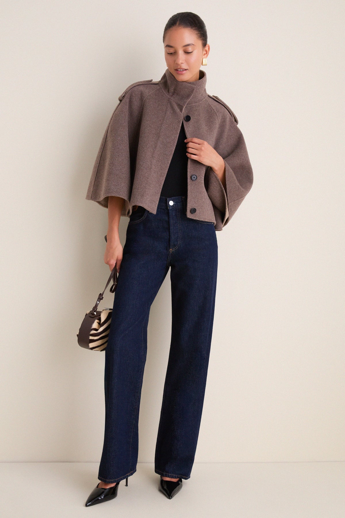 Mushroom Melange Yara Cape Jacket