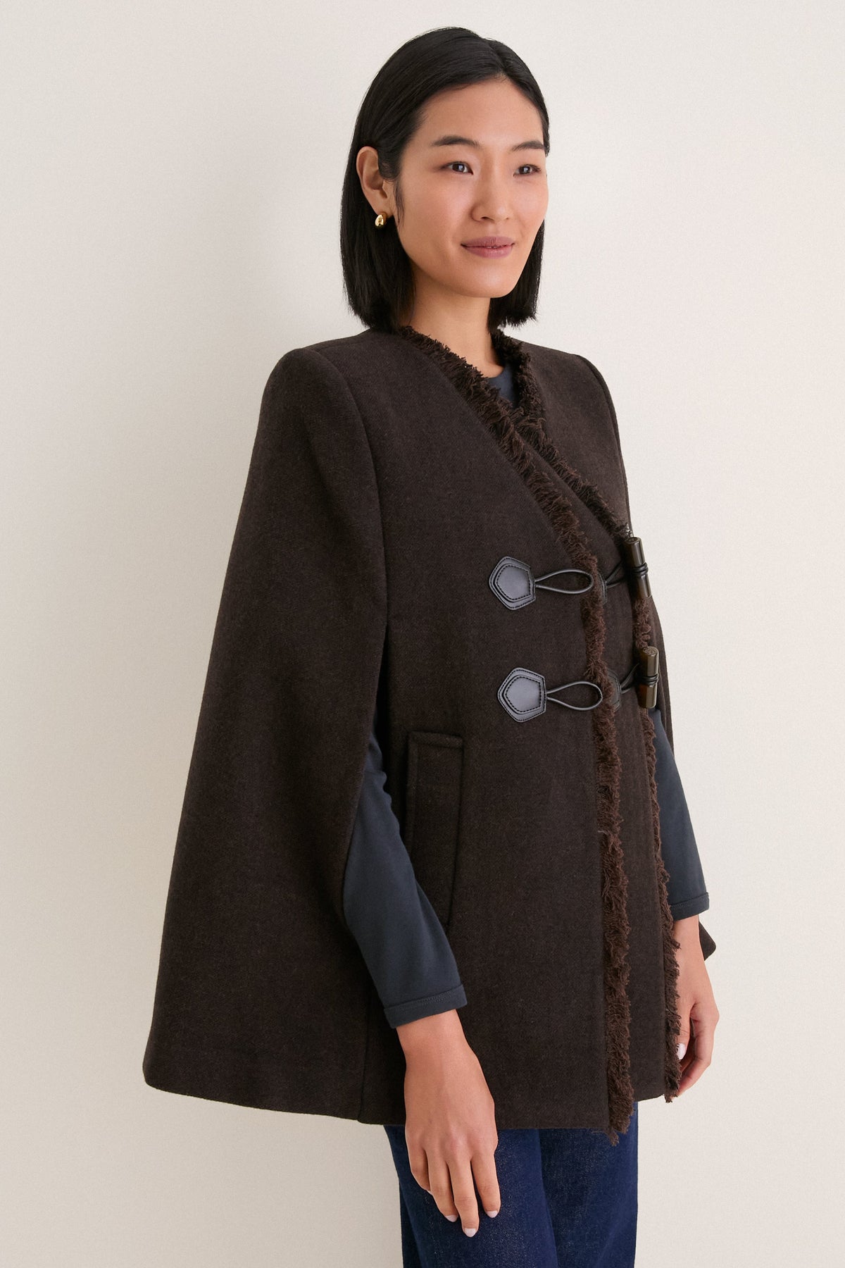Demitasse Peacoat Wool Blanket Cape