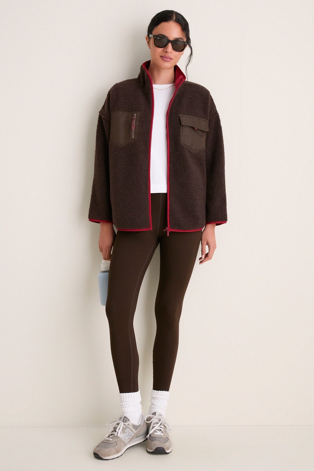 Brown and Red Fleece Lawrence Full Length Zip Up