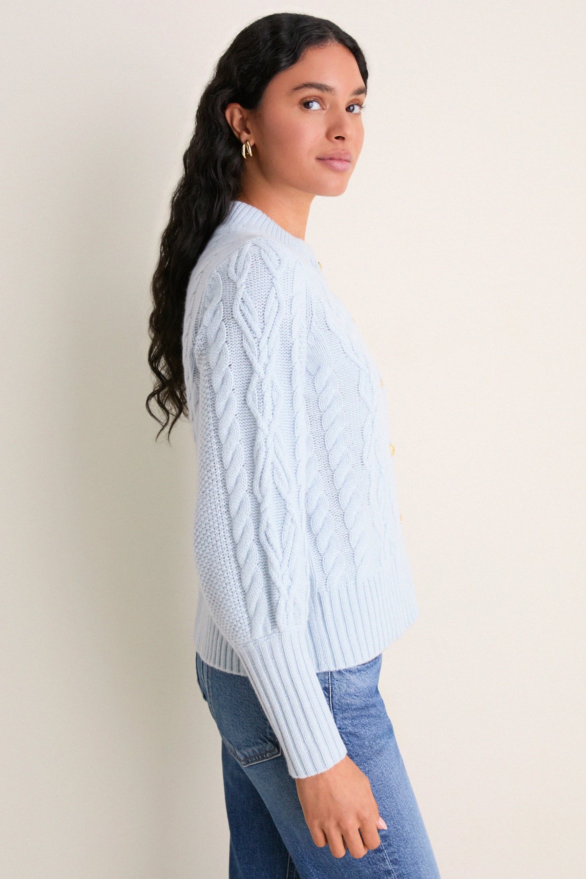 Light Blue Cashmere Colette Cardigan