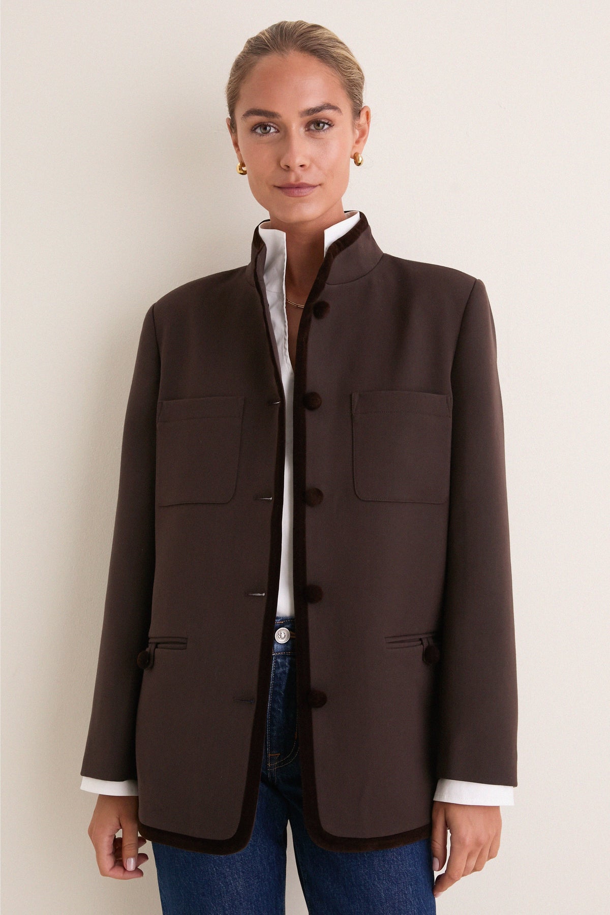Chocolate Torte Velvet Trim Dalton Jacket