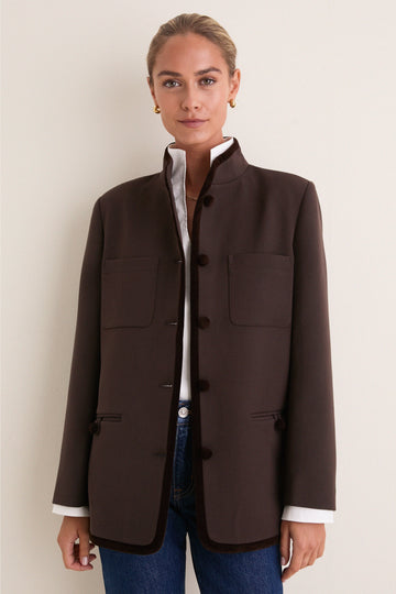 Chocolate Torte Velvet Trim Dalton Jacket