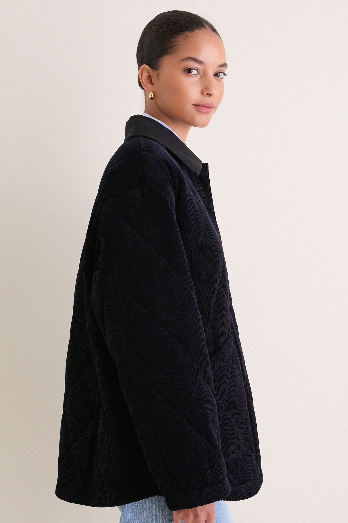 Navy Quilted Corduroy Graham Jacket