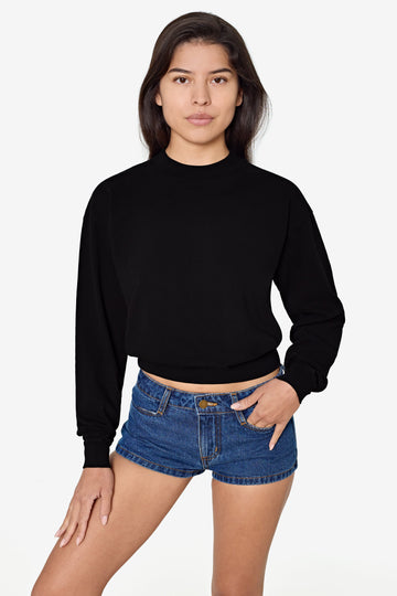 1804GD - Long Sleeve Garment Dye Cropped Mockneck