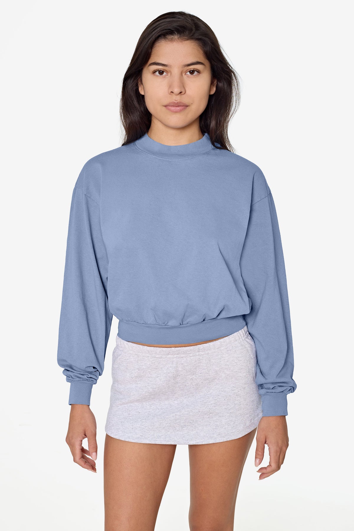 1804GD - Long Sleeve Garment Dye Cropped Mockneck