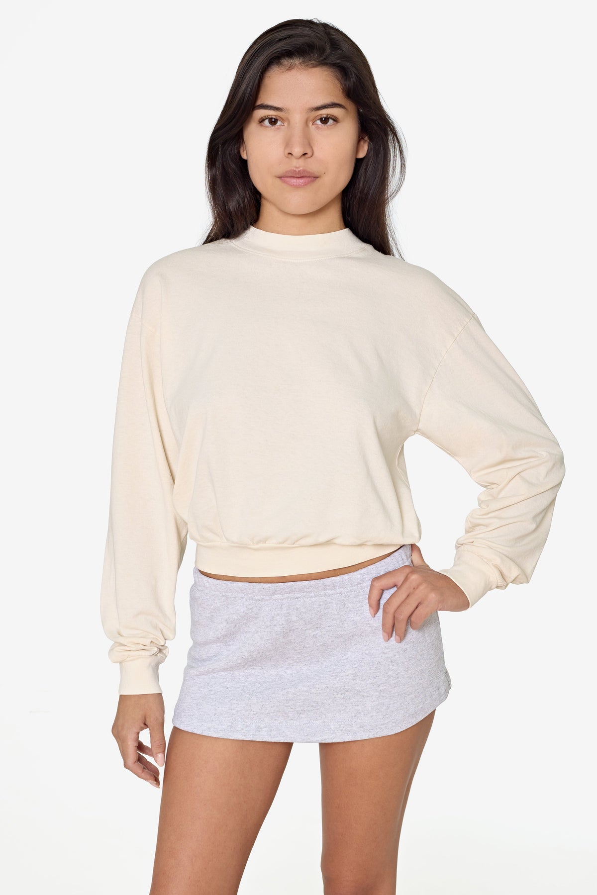 1804GD - Long Sleeve Garment Dye Cropped Mockneck