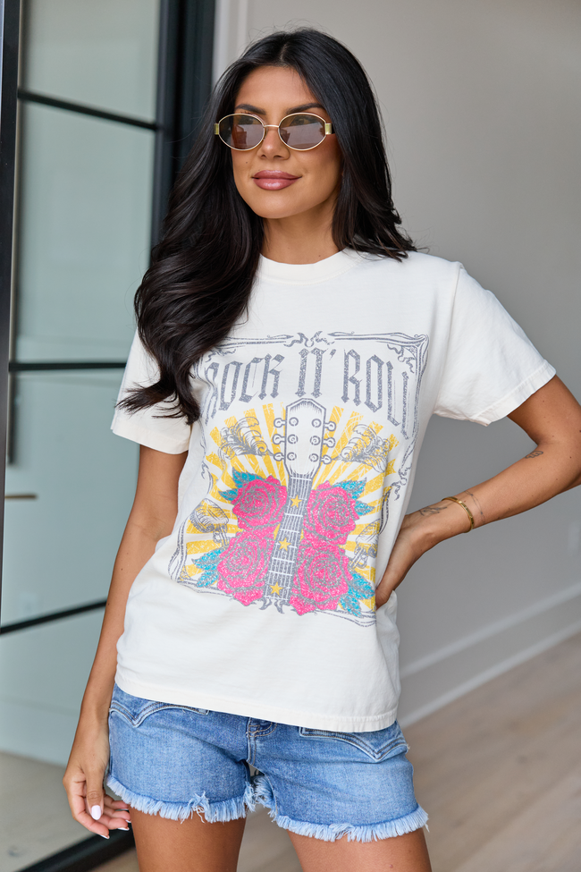 Rock N' Roll Ivory Comfort Colors Graphic Tee