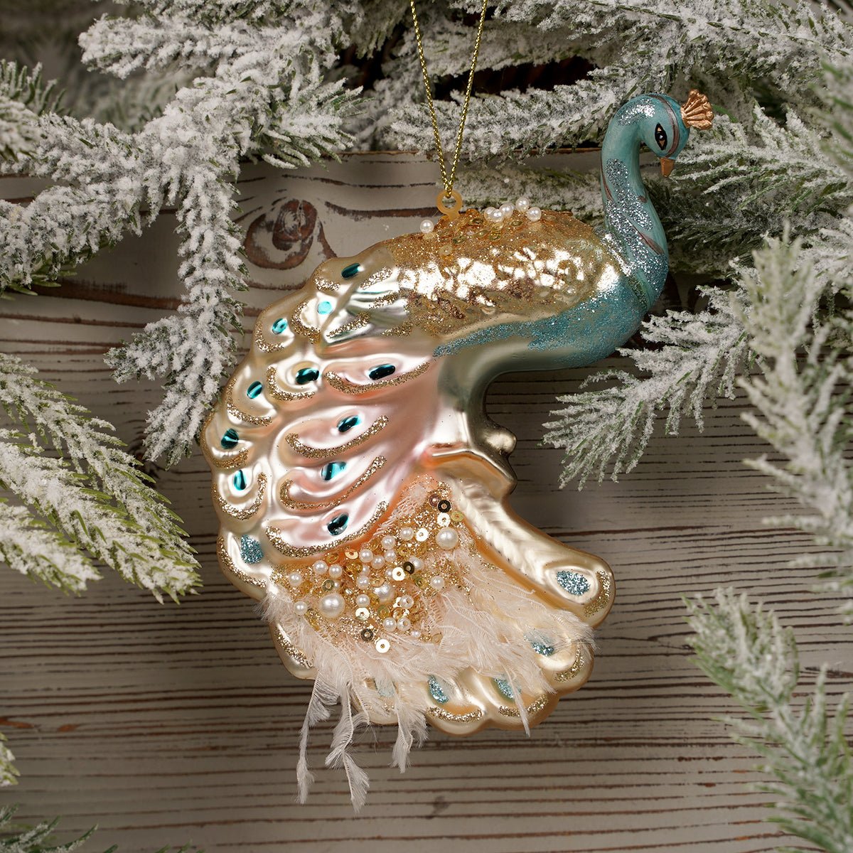 5.3Inch Glass Peacock Ornament