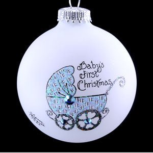 Baby Buggy Boy Ball Christmas Ornament