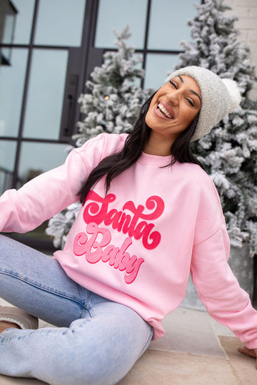 Santa Baby Light Pink Graphic Sweatshirt