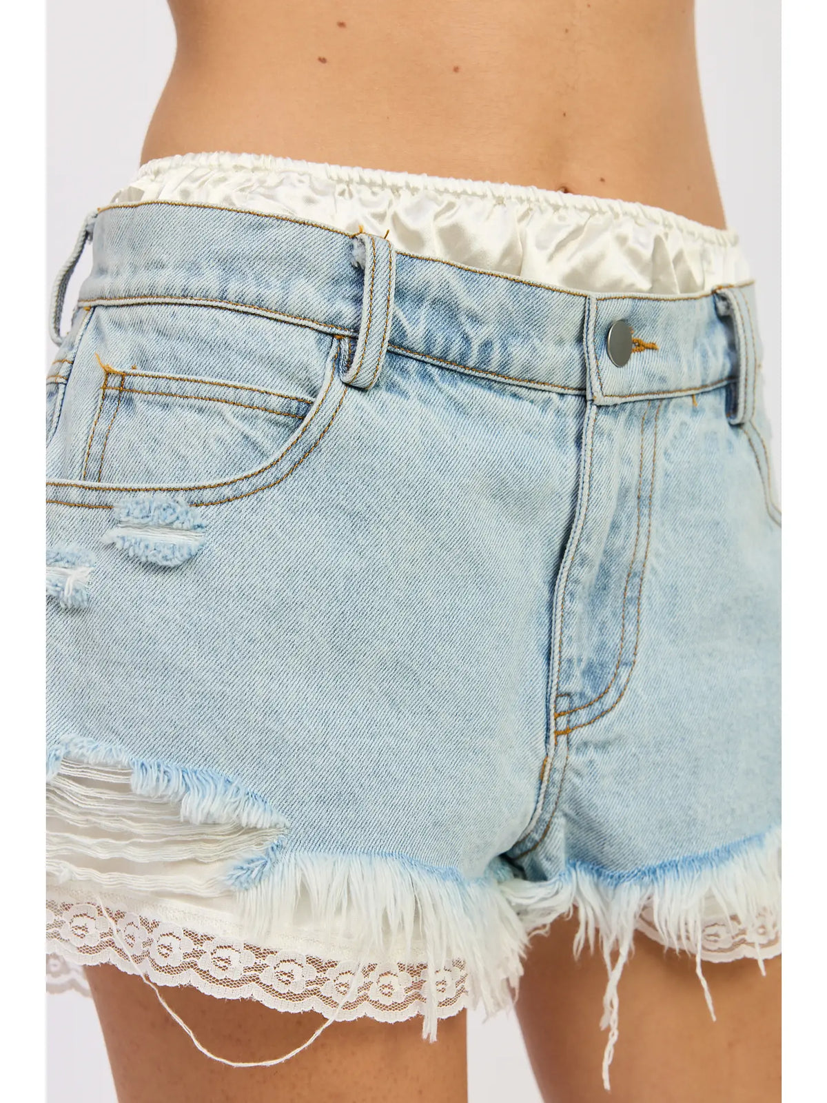 MIX MEDIA DENIM SHORTS