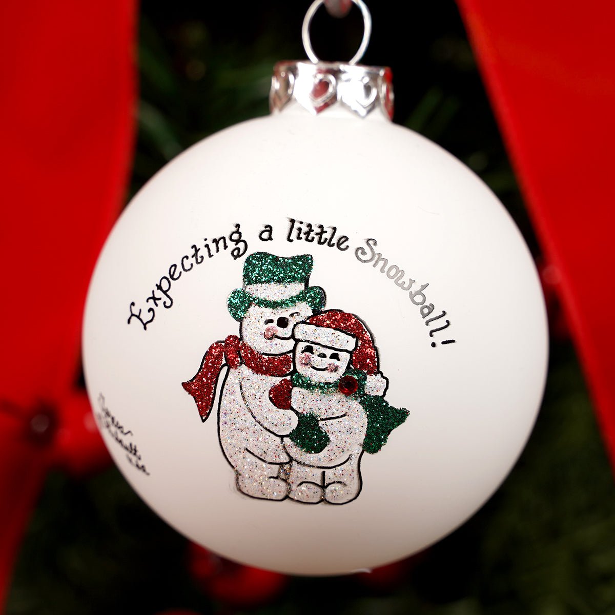 Expecting Little Snowball Snowman Ornament