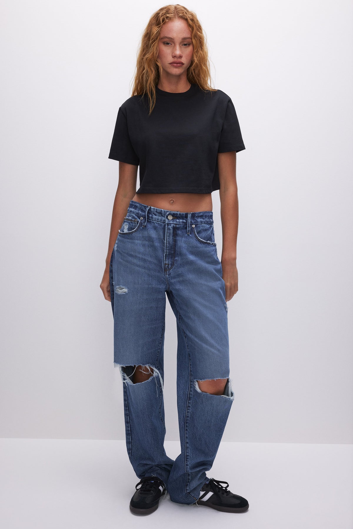 COTTON CROPPED TEE | BLACK001