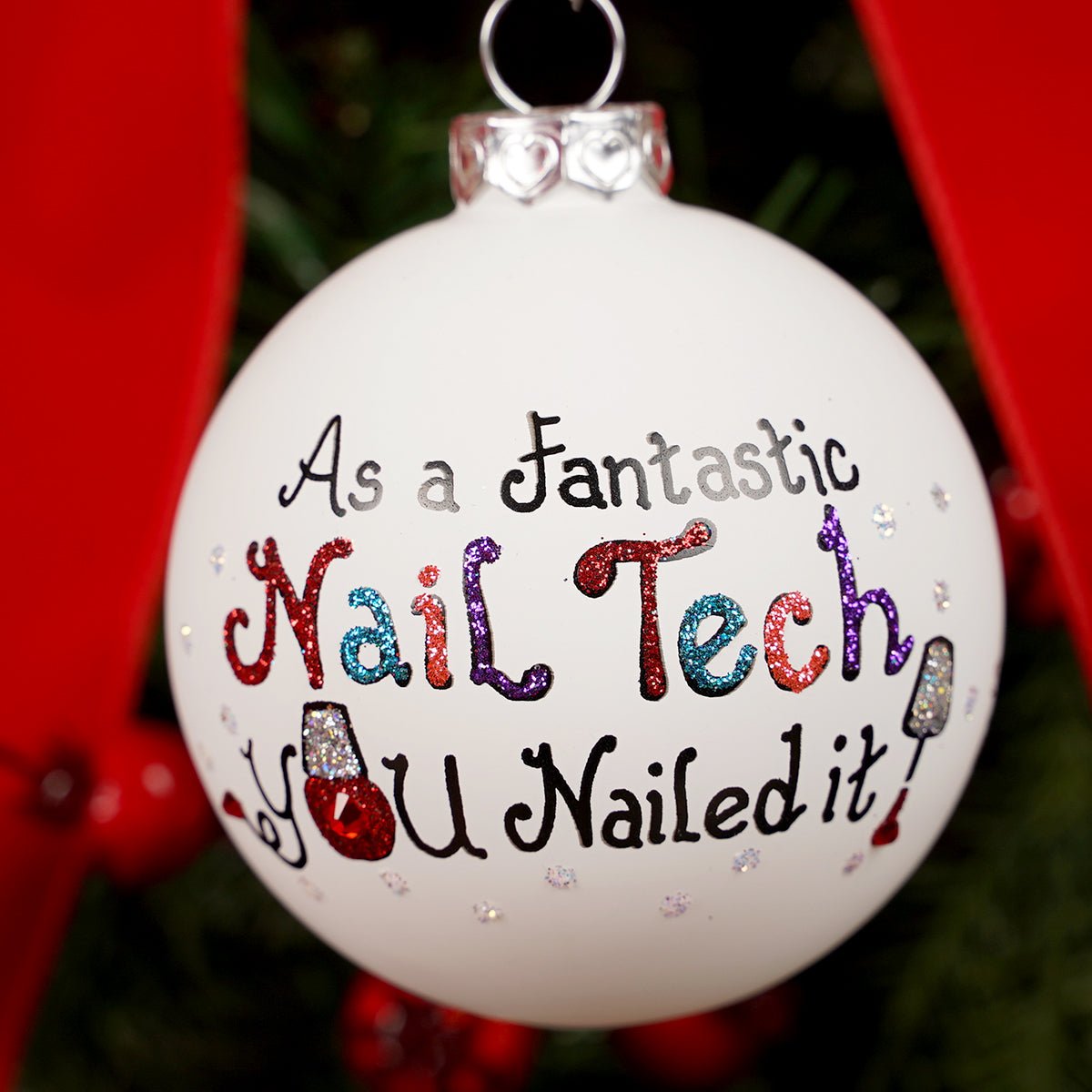 Hand Painted Nail Tech Christmas Ornament