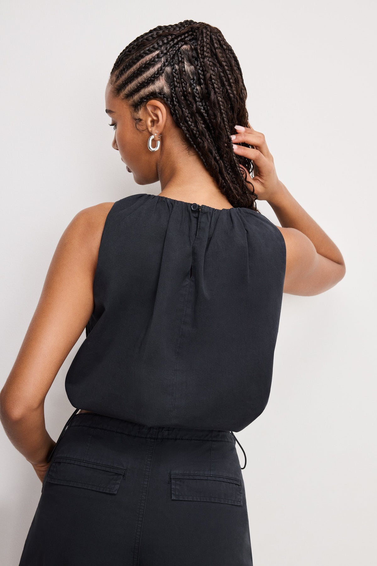 TWILL PARACHUTE BUBBLE TOP | BLACK001
