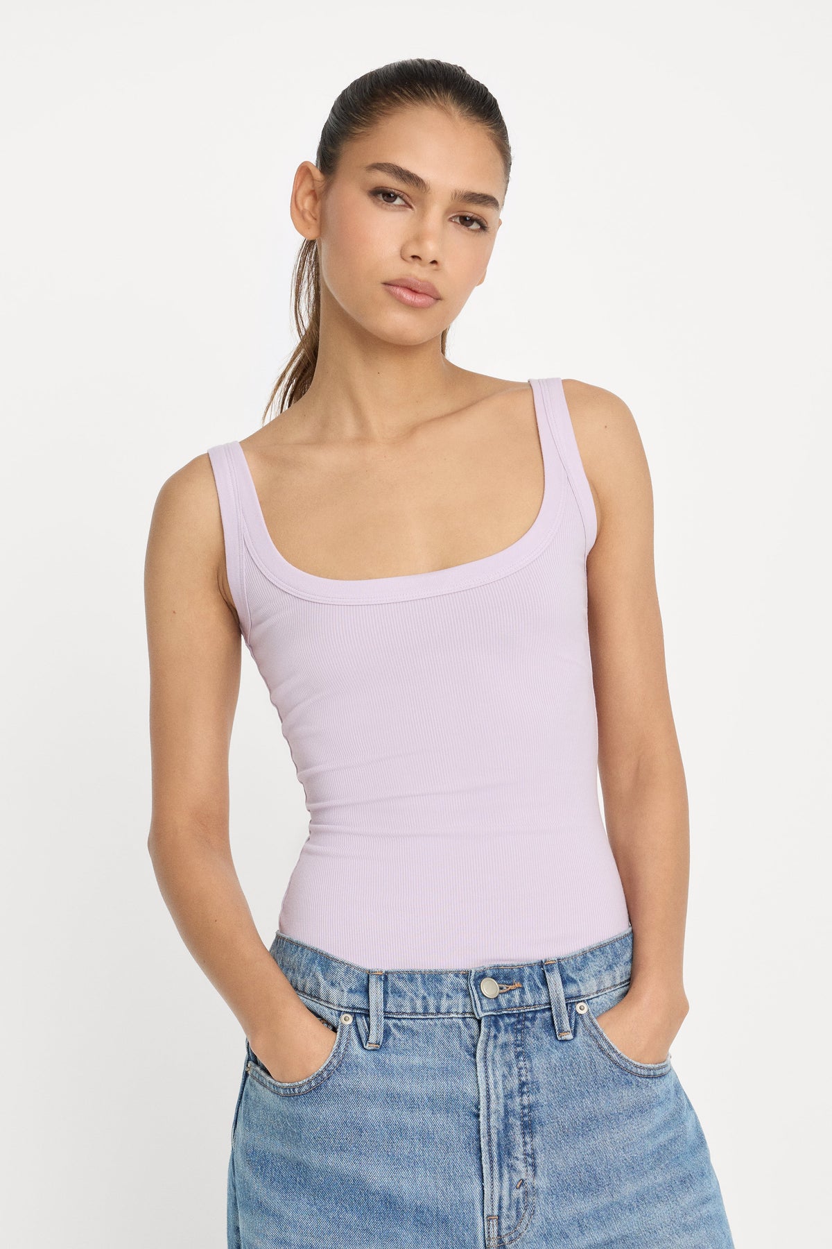 MODAL RIB TANK BODYSUIT | LIGHT LILAC