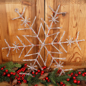24Inch Brown Red Acrylic Berry Snowflake Ornament