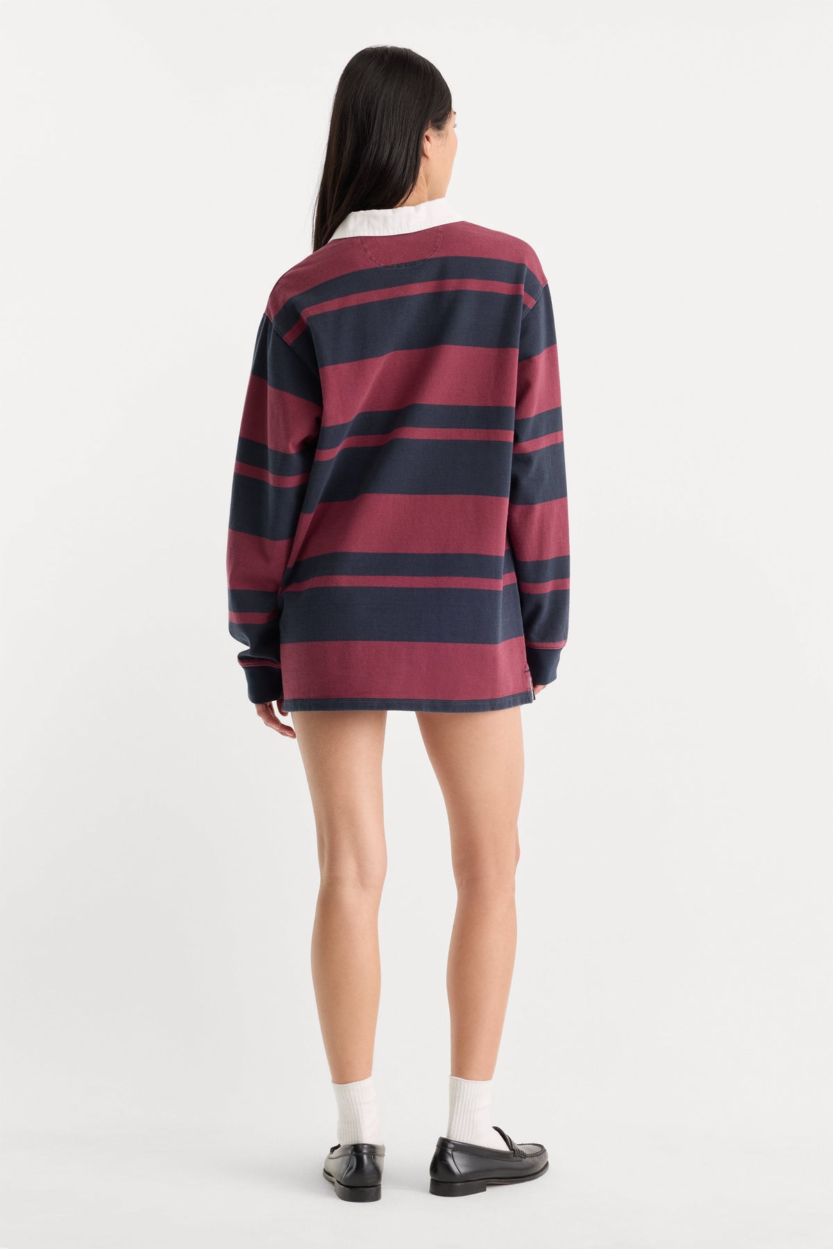 THE KNIT RUGBY MINI DRESS | NAVY BERRY CLUB STRIPE
