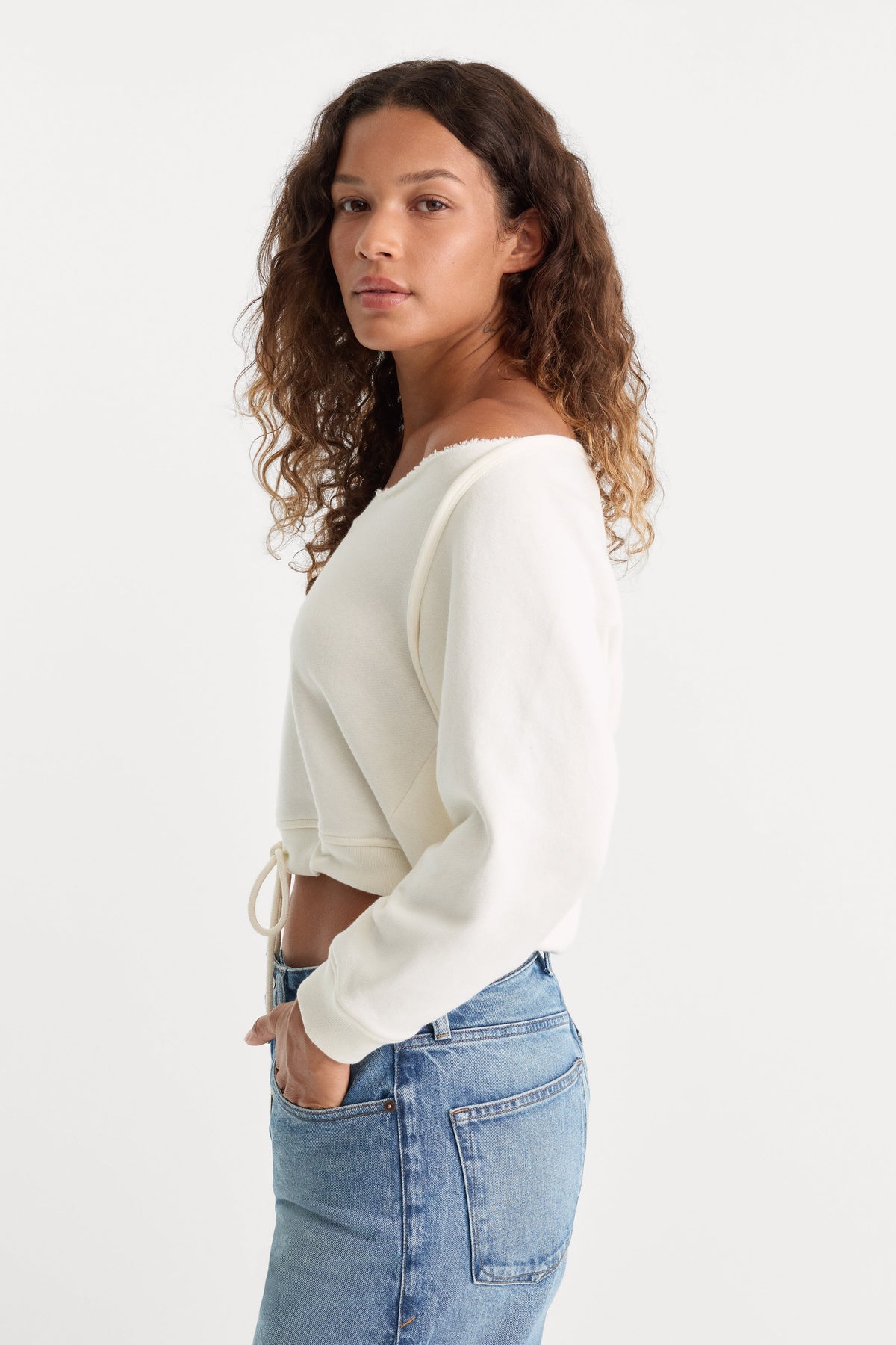 THE FRENCH TERRY TIE SWEATSHIRT | CHALK