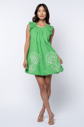 CHELI EMBROIDERED FLOWER MINI DRESS