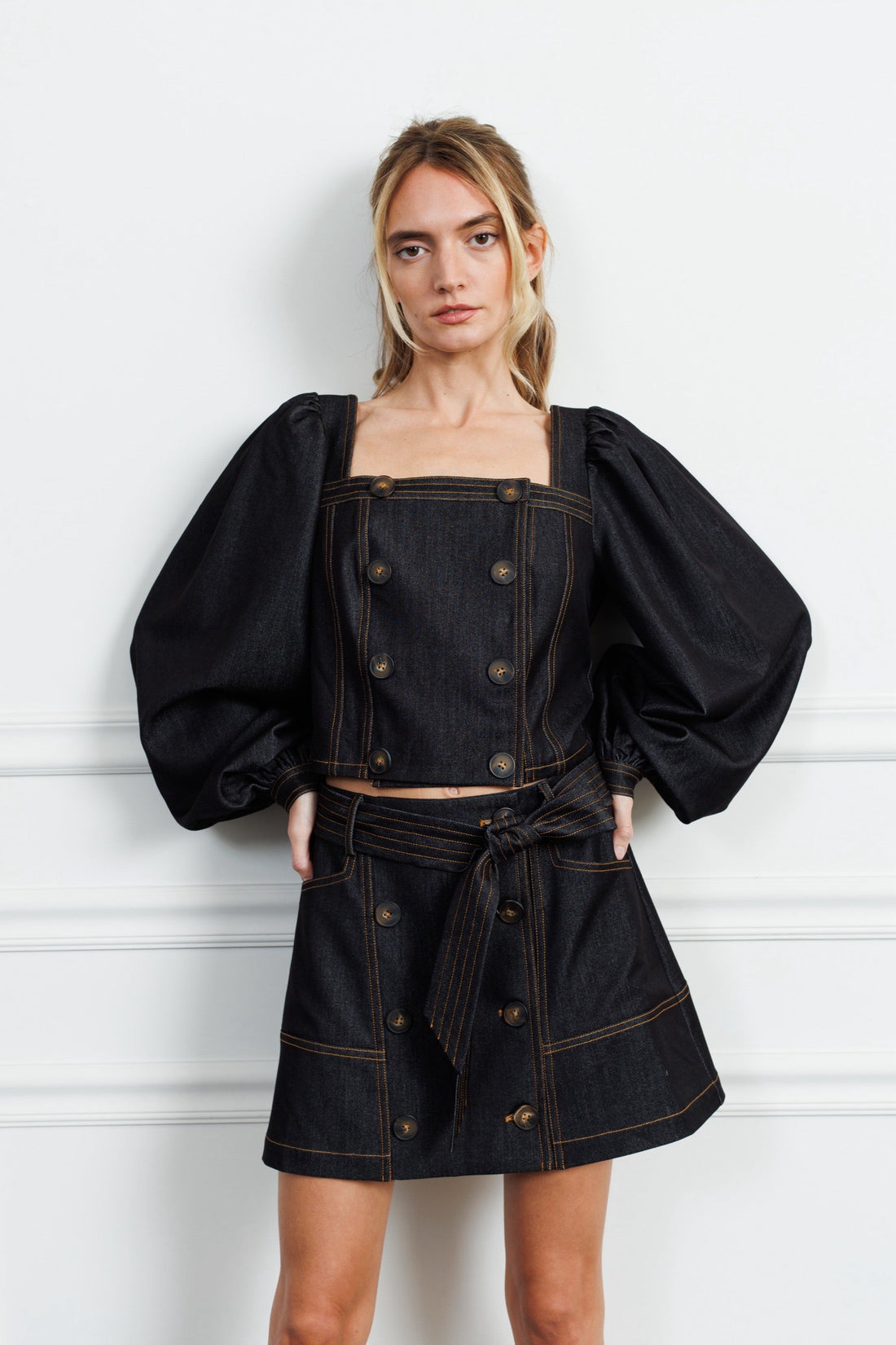 ELMA DENIM BUTTON DOWN MINI SKIRT