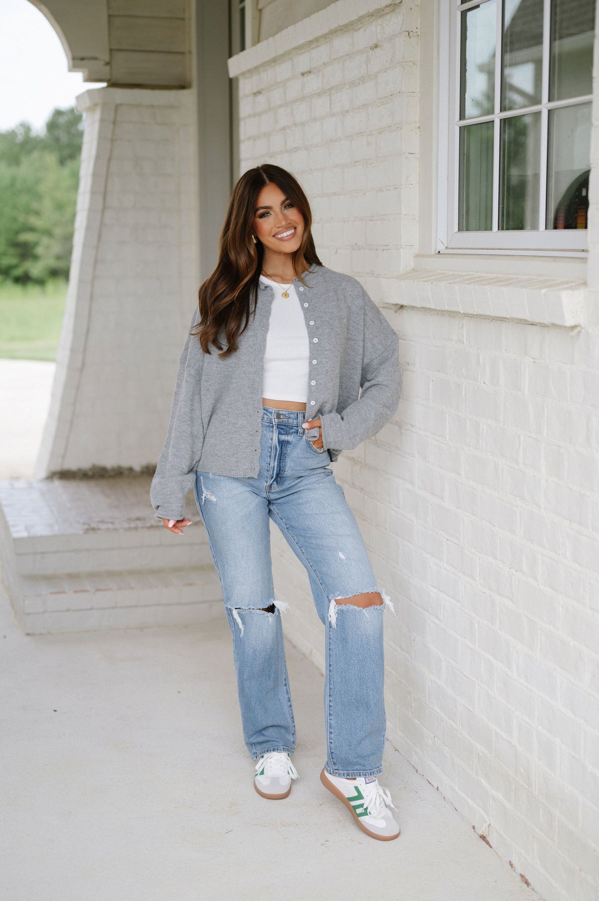 Victoria Cardigan-Heather Grey