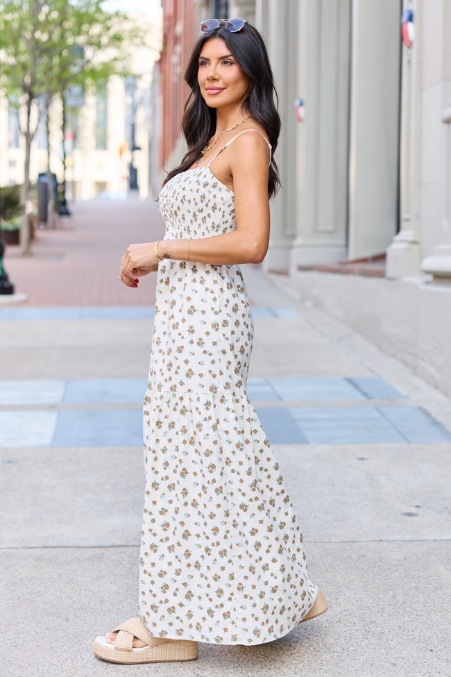 Rowan Brown Floral Maxi Dress
