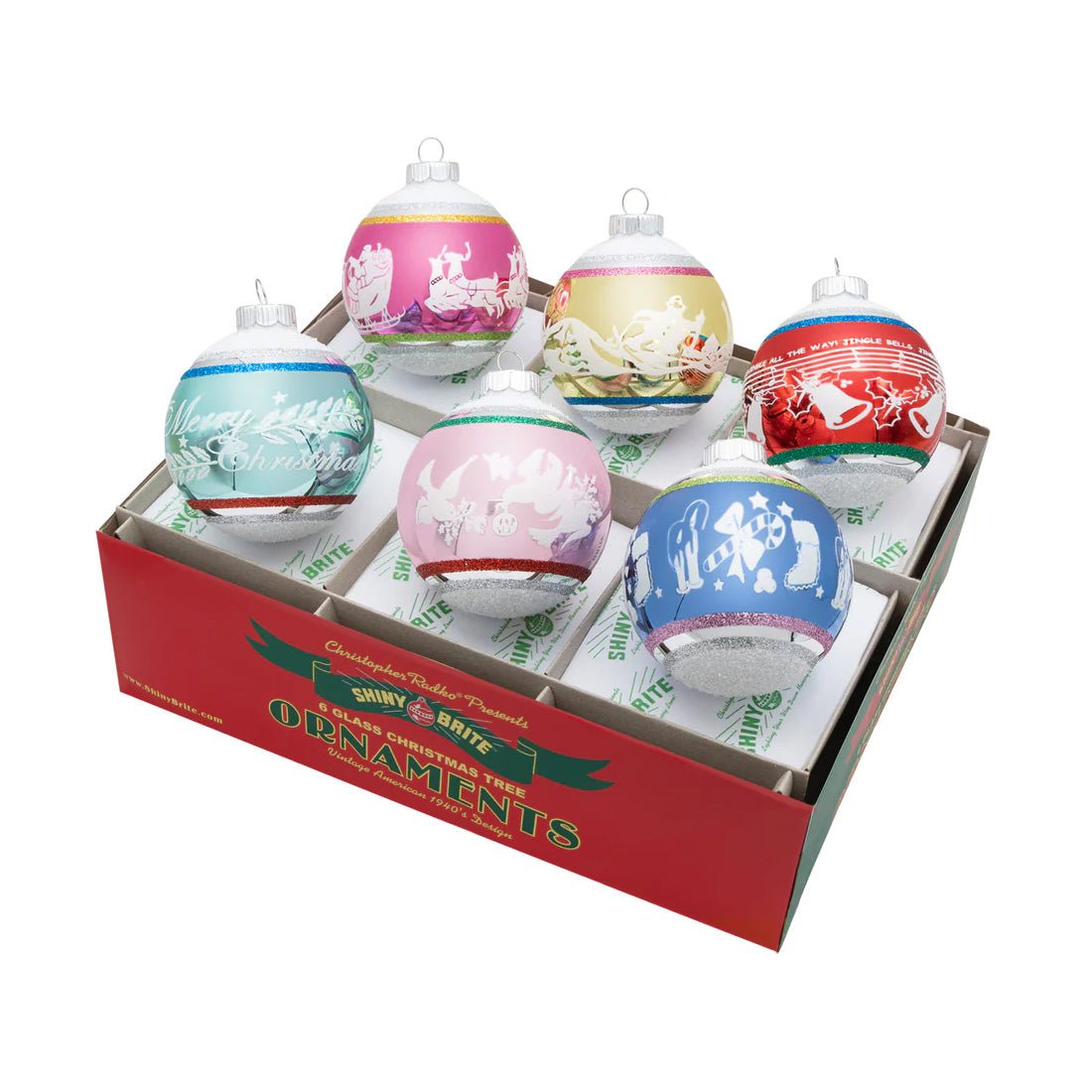 CC Signature Flocked Round Ornaments 6 Count