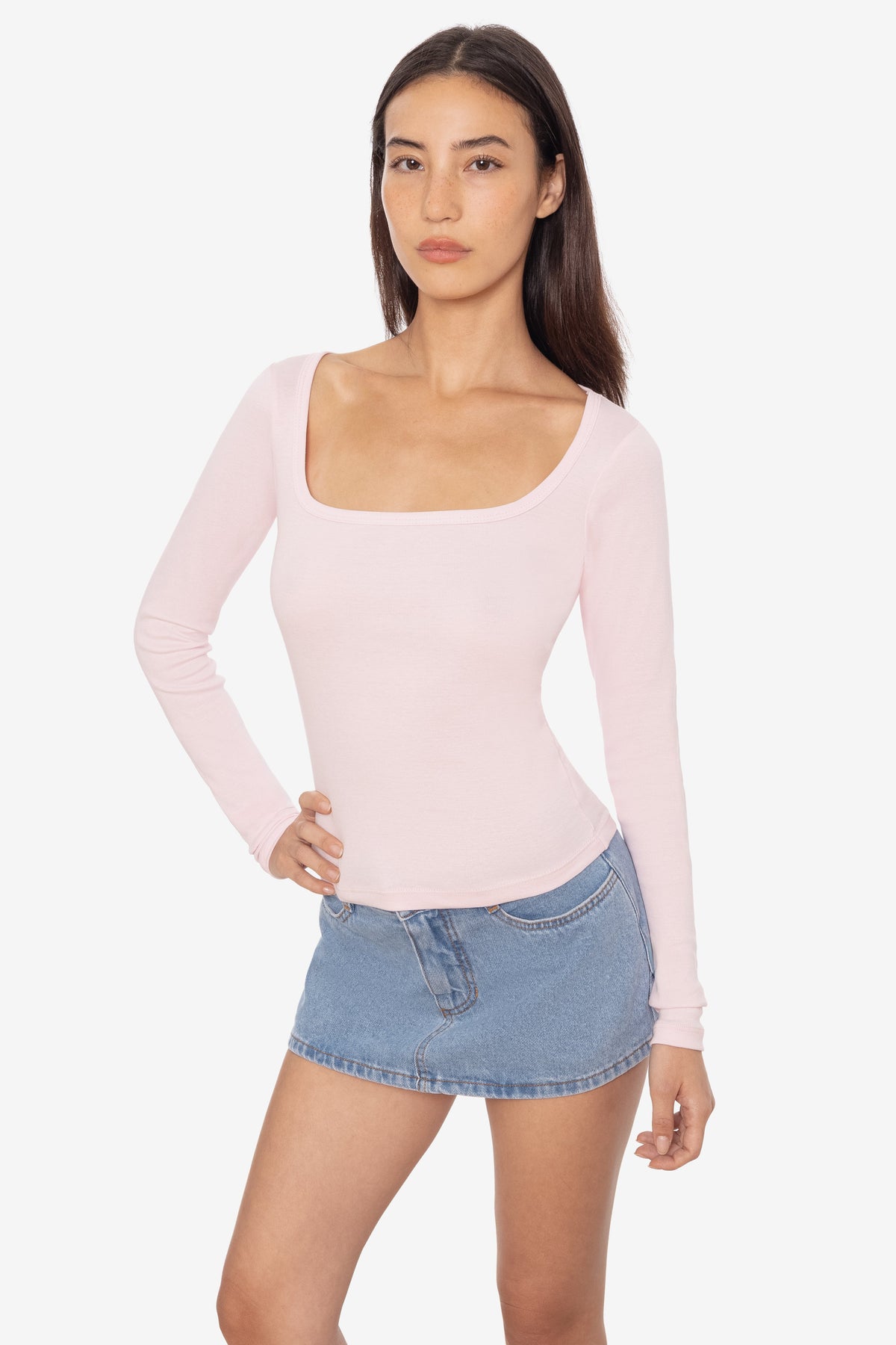 43027 - Baby Rib Long Sleeve Square Neck Tee