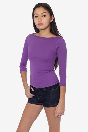 43044 - Baby Rib 3/4 Sleeve Boatneck Top
