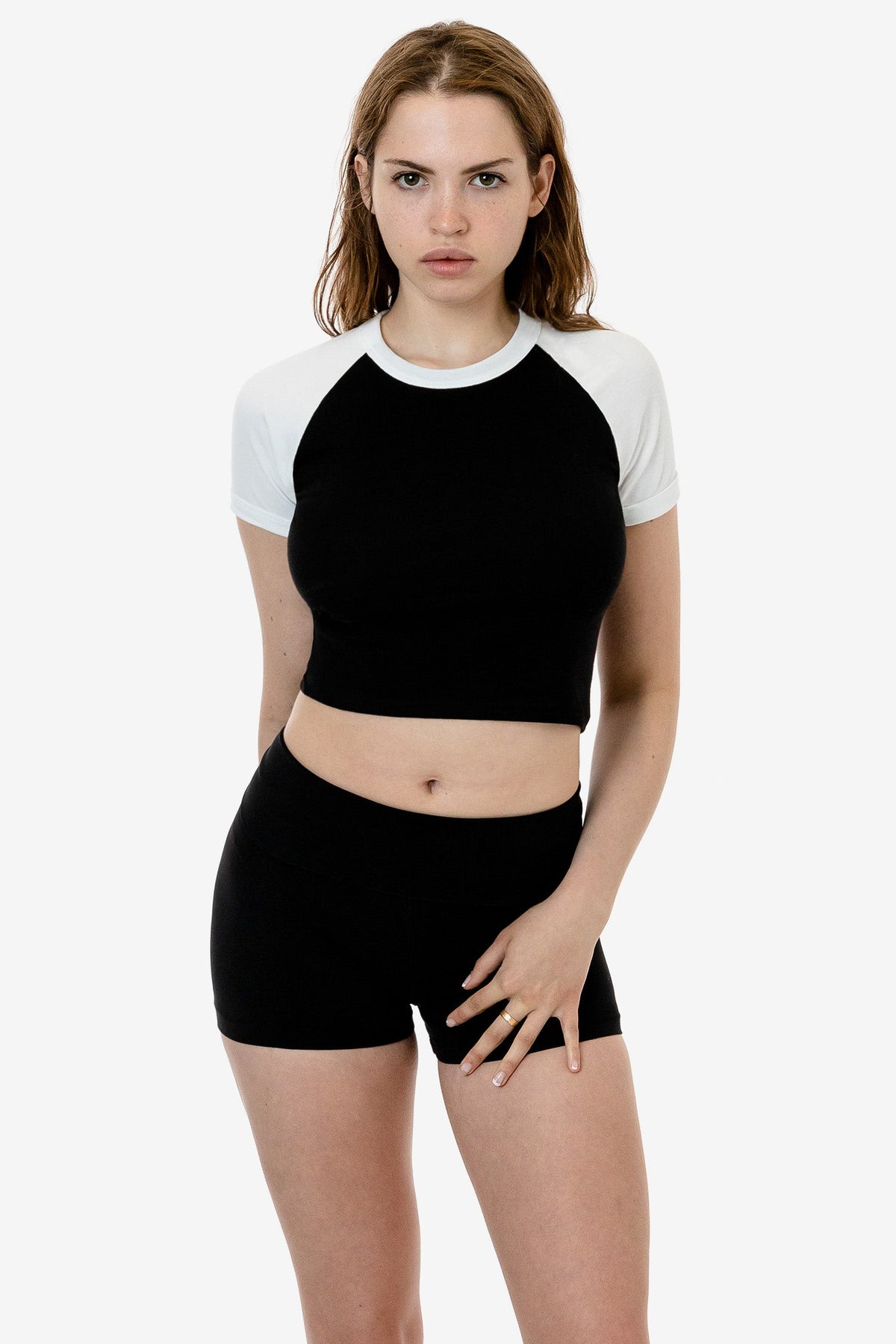 43077 - Baby Rib Short Sleeve Cropped Raglan