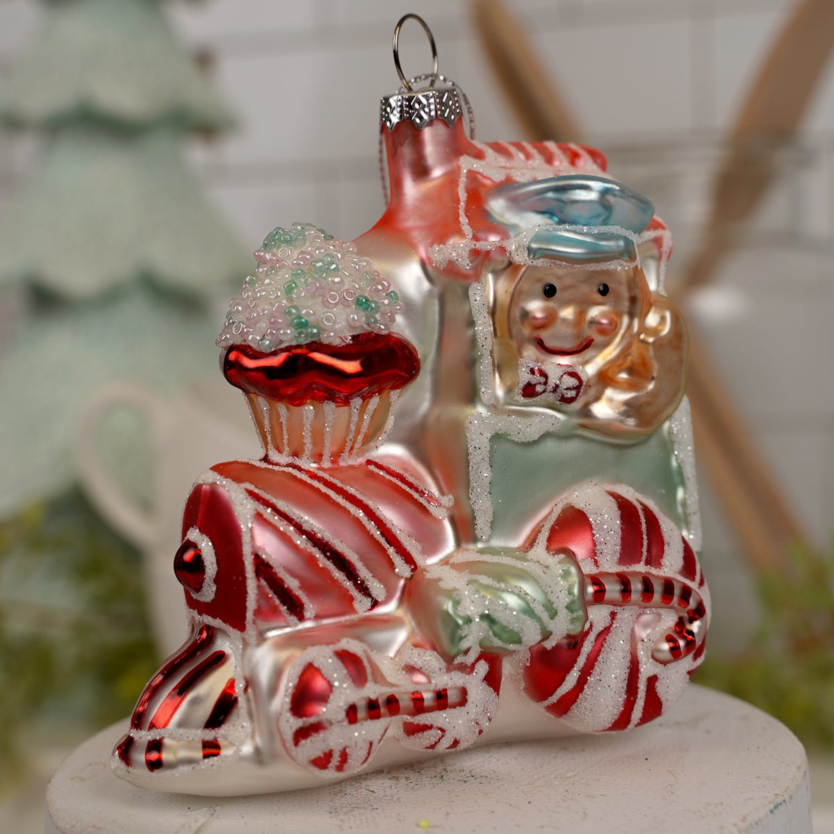 Glass Candy Train Christmas Ornament