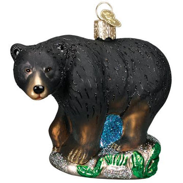 Black Bear Glass Christmas Ornament