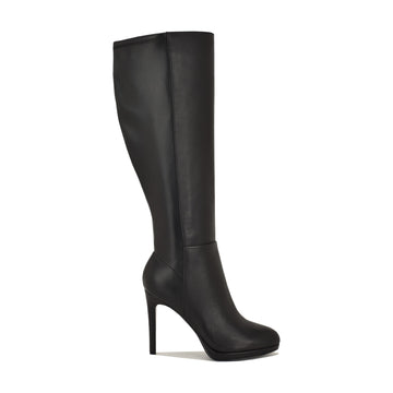 Quizme Wide Calf Platform Leather Boots
