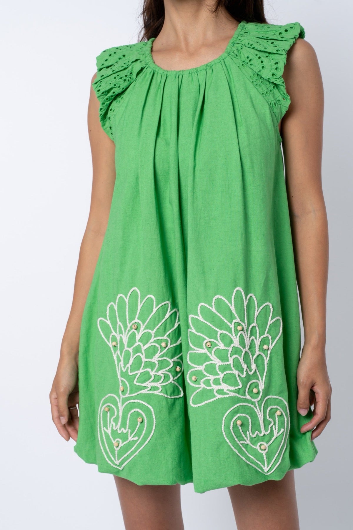 CHELI EMBROIDERED FLOWER MINI DRESS