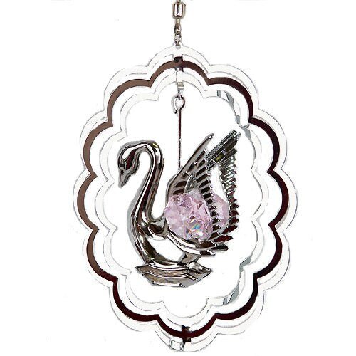 Swan Oval Silver Christmas Ornament