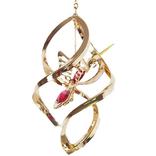 Mini Hummingbird Spiral Crystal Ornament