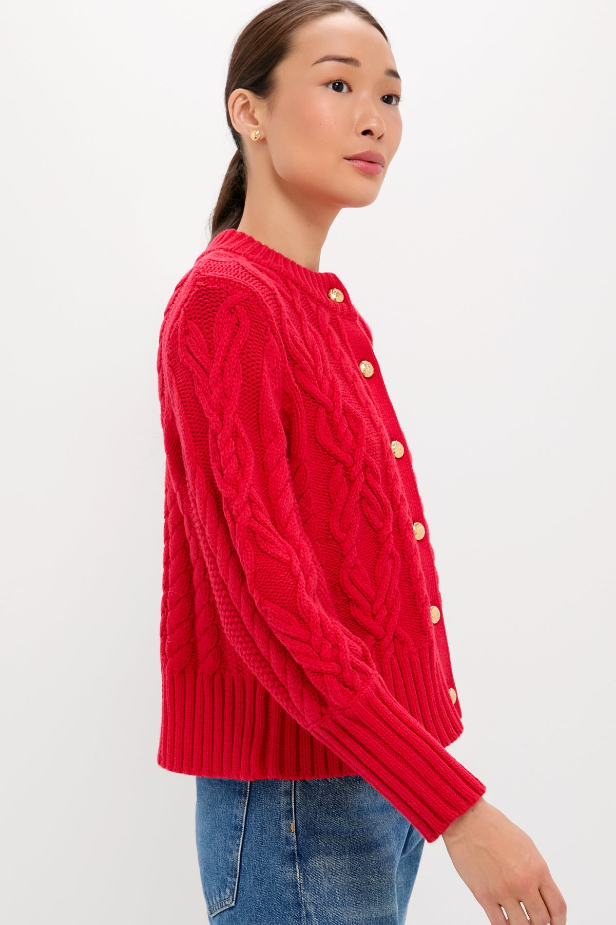 Red Cotton Colette Cardigan