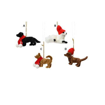 Dog With Hat Scarf Ornament
